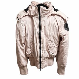 Toboggan Canada Gabriella Pink Down Bomber Jacket Faux Fur Hood Sz S Fits XS